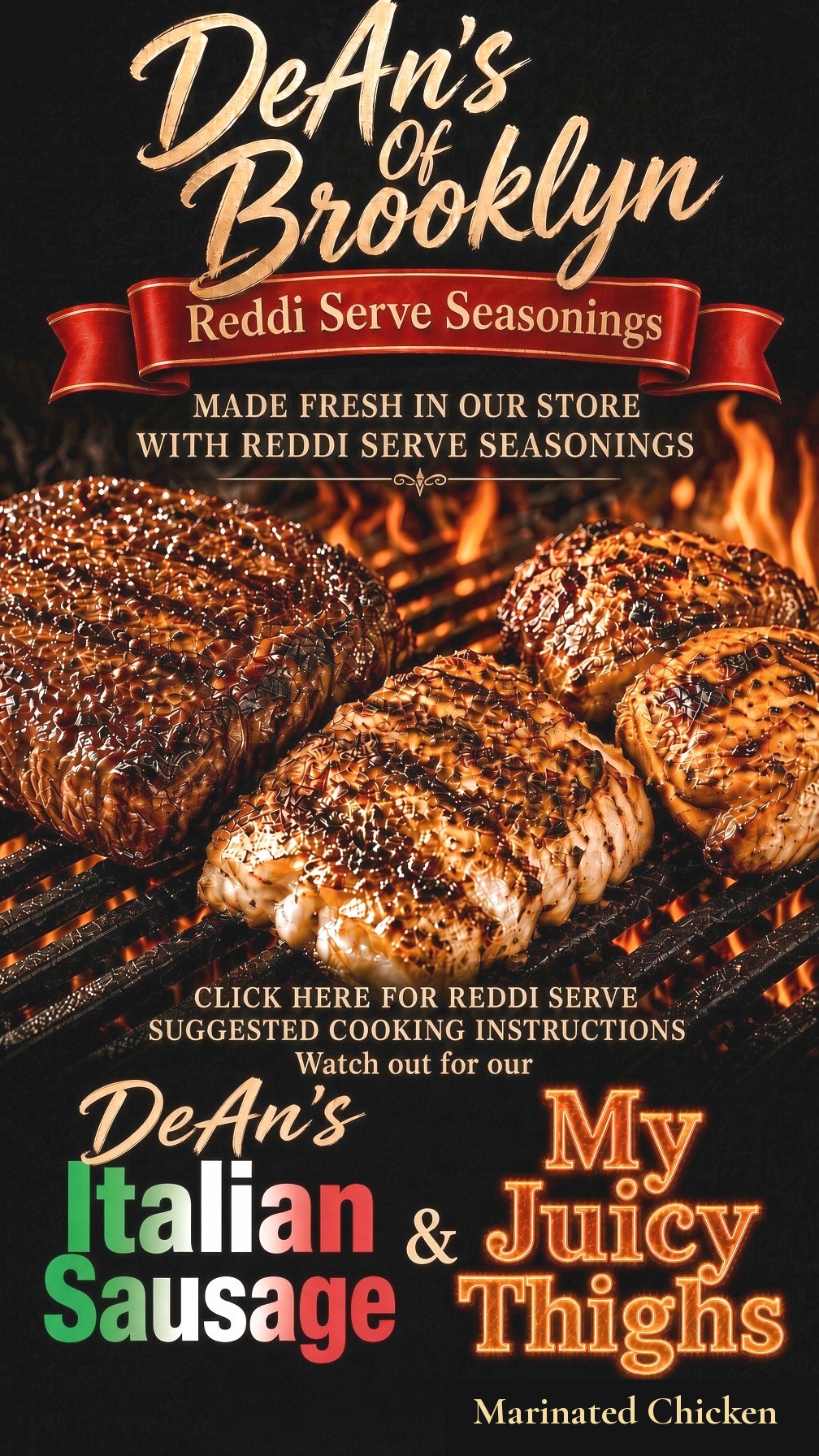 DeAn's Of Brooklyn. Reddi Serve Seasonings. Made fresh in our store.